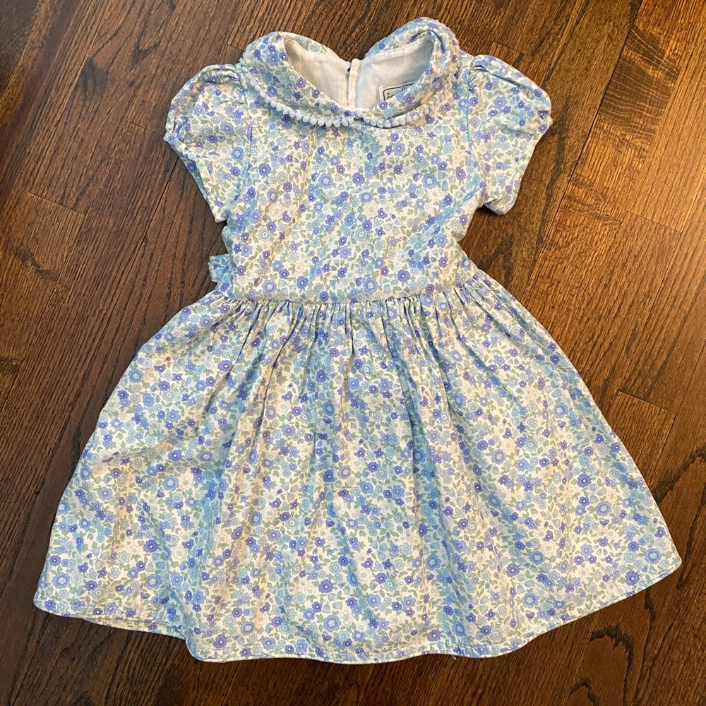 Isabel Garreton- 100% Cotton Blue Floral Dress with Peter Pan Collar girls 4T